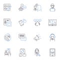 Broadband connections line icons collection. Fiber, WiFi, High-speed, Cable, Modem, Nerk, DSL vector and linear