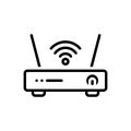 Black line icon for Broadband, modem and router