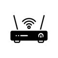 Black solid icon for Broadband, modem and wireless