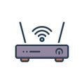 Color illustration icon for Broadband, modem and device