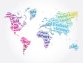 Broadband word cloud in shape of world map, technology concept background