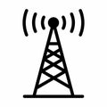 Broadcast Antenna, Signal Tower Icon Outline Vector Royalty Free Stock Photo