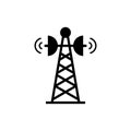 Broadcast communications tower icon isolated on white background