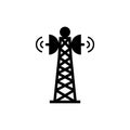 Broadcast communications tower icon isolated on white background