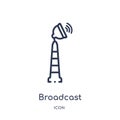 broadcast communications tower icon from technology outline collection. Thin line broadcast communications tower icon isolated on