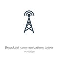 Broadcast communications tower icon vector. Trendy flat broadcast communications tower icon from technology collection isolated on