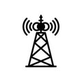 Black solid icon for Broadcast, antenna and satellite Royalty Free Stock Photo