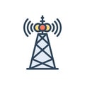 Color illustration icon for Broadcast, antenna and satellite Royalty Free Stock Photo