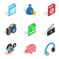 Broadcast icons set, isometric style Royalty Free Stock Photo