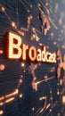 Broadcast illuminated on digital map, showcasing global connectivity