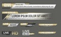 Broadcast News Lower Thirds Template layout gold grey set collection design banner for bar Headline news title, sport game in Royalty Free Stock Photo