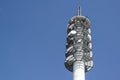 Broadcast tower on building .Antenna and system for comunication Royalty Free Stock Photo