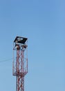 Broadcast tower and clear blue sky