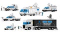 Broadcast vans. Broadcasting transport set