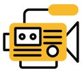 Broadcast video camera, icon Royalty Free Stock Photo
