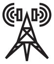 Broadcasting antenna icon. Metal tower for signal transmission