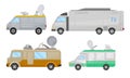 Broadcasting Car with Satellite Antenna Vector Set. Tv Vehicles Collection Royalty Free Stock Photo