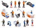 Broadcasting Isometric Icons Set