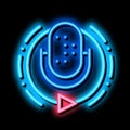 Broadcasting Microphone neon glow icon illustration Royalty Free Stock Photo