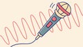 Broadcasting Microphone with Sound Waves, vector design Generative AI Royalty Free Stock Photo