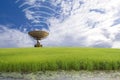 Broadcasting, satellite dish in the field Royalty Free Stock Photo