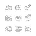 Broadcasting services linear icons set