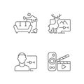 Broadcasting services linear icons set