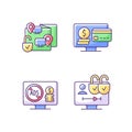 Broadcasting services RGB color icons set