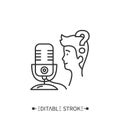 Broadcasting skills line icon. Contact to listener