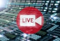 Broadcasting studio or live. Broadcast room on digital mixing board background. Royalty Free Stock Photo