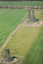 Broadcasting tower in wooden construction on a meadow near Brueck in Germany