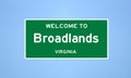 Broadlands, Virginia city limit sign. Town sign from the USA. Royalty Free Stock Photo
