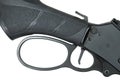 Broadside view of a black lever action receiver Royalty Free Stock Photo