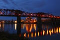 The Broadway bridge & grain elevators at dusk.