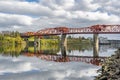 Broadway drawbridge over the Willamette River in Portland with water reflection and autumn trees Royalty Free Stock Photo