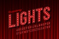 Broadway lights retro style font with light bulbs Royalty Free Stock Photo