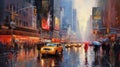 Broadway Rhapsody: Vibrant Impressionistic Tapestry of New York\'s Heartbeat