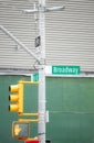 Broadway road sign in New York City, selective focus, USA