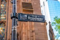 Broadway Street Sign in New York City, with Manhattan Royalty Free Stock Photo