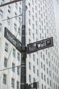 Broadway and Wall St., street sign, New York, USA Canyon of Heroes Royalty Free Stock Photo