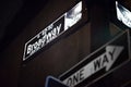 Broadway and Wall Street Signs at the night, Manhattan Royalty Free Stock Photo