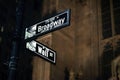 Broadway and Wall Street Signs at the night, Manhattan Royalty Free Stock Photo