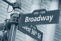 Broadway and West 36th Street sign Royalty Free Stock Photo