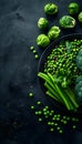 Broccoflower, Leaf vegetable superfood on a black background