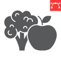 Broccol and apple glyph icon Royalty Free Stock Photo