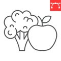 Broccol and apple line icon Royalty Free Stock Photo