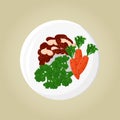 Broccoli Beans and Carrot Set Vector Illustration