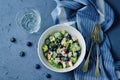 Broccoli blueberry apple salad with greek yogurt poppy seeds dressing