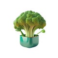 Broccoli cabbage cute 3d icon kawaii vegetable plant isolated Transparent background png. Generative ai