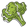 Broccoli cabbage linear vector icon in doodle style